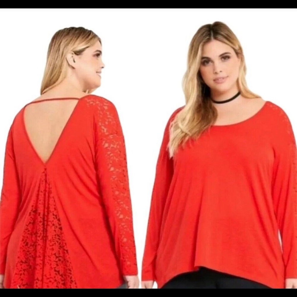 Torrid red knit lace inset high low top
